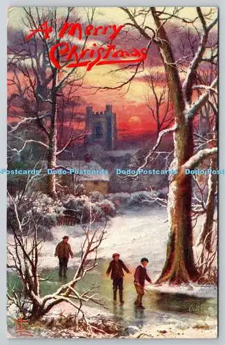 R773987 A Merry Christmas People Enjoy Winter Time Snowbound Tuck Oilette 9617 E