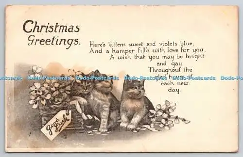 R775716 Weihnachtsgrüße Katzen Steckbuntstift Nr 7564 1922