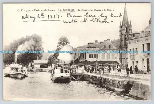 R774080 Environs de Rouen La Bouille Le Quai et les Bateaux de Rouen C V 1917