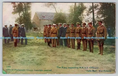 R775766 The King Inspecting R N A S Officers Crown Daily Mail Official War Pictu