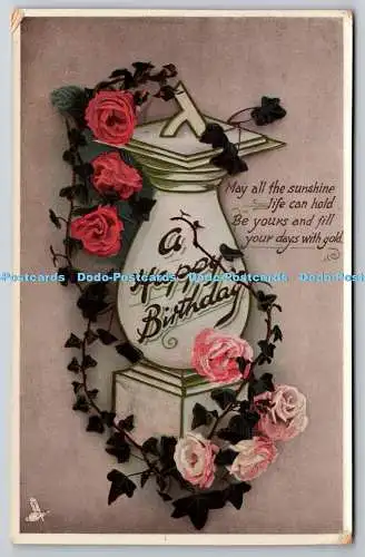 R775788 A Happy Birthday Flowers Tuck Gem Birthday Series No R 1190 PM Midhurst