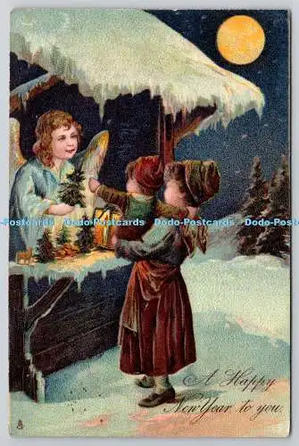 R775912 A Happy New Year To You Mother and Children In The Forest Tuck Christmas