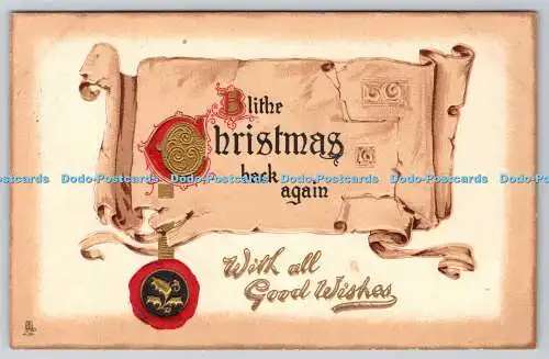 R774247 Blithe Christmas Back Again with all Good Wishes Raphael Tuck and Sons O