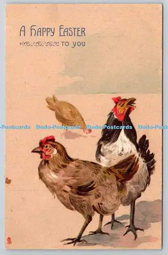 R775958 A Happy Easter Two Chicken Tuck Art Series No E 152 PM Yarmouth 1907