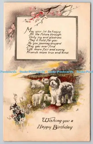 R775991 Wishing You a Happy Birthday Dog and Lambs Tuck Farbstift Nr. 1618