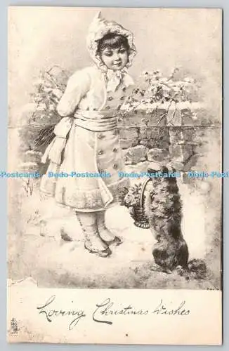 R776181 Liebevolle Weihnachtswünsche Kinder und Hund Tuck Weihnachten Serie 8107