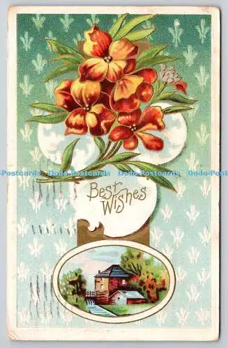 R776258 Beste Wünsche Blumen L K C Serie 124 PM Auburn N Y 1913