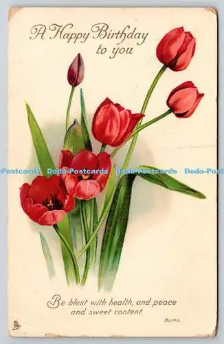 R776443 A Happy Birthday To You Tulips Tuck Rapholette Glosso Series No R 6199