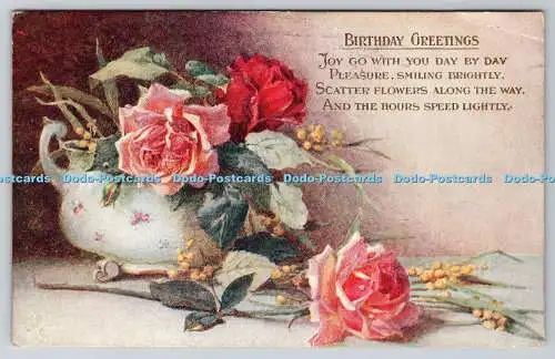 R774805 Geburtstagsgrüße Rosen in der Vase Raphael Tuck and Sons Oilette Nr 84