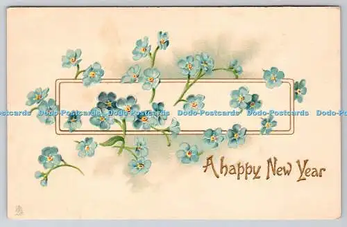 R774823 A Happy New Year Blue Flowers Raphael Tuck and Sons Art Series No N 123