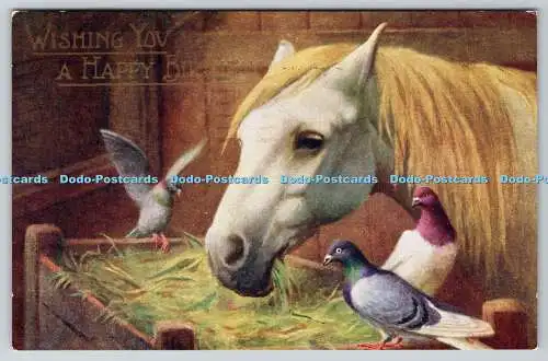 R774839 Wishing You a Happy Birthday Farm Horse Pigeons J Salmon Ltd