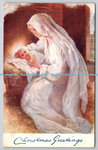 R776562 Weihnachtsgrüße Frau und Baby Tuck Oilette C 288 PM Portsmouth 1908