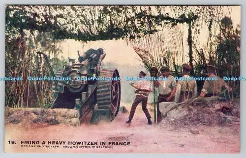 R776664 Abfeuern einer schweren Haubitze in Frankreich Crown Daily Mail Battle Pictures Serie