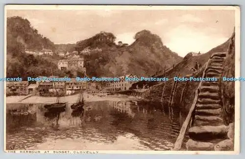 R776948 Clovelly The Harbour at Sunset E P Bucknall Almondsbury Glos