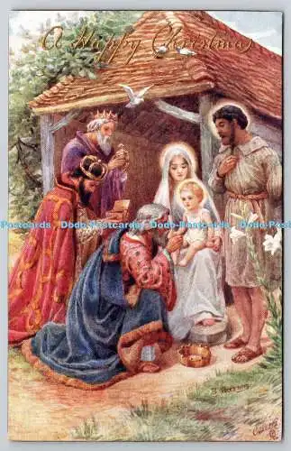 R773743 A Happy Christmas Virgin Mary and Baby Tuck Oilette C 350 B Parsons