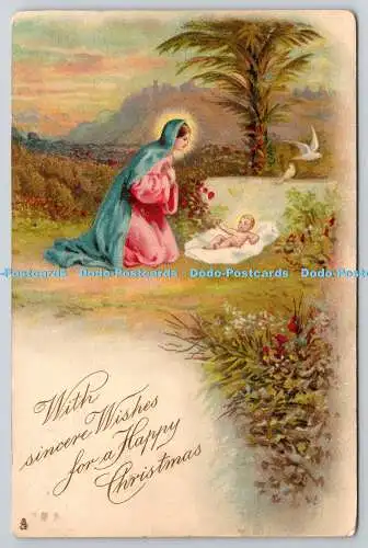 R775875 Mit aufrichtigen Wünschen für ein frohes Weihnachtsfest Heilige Maria und Baby Tuck Christ