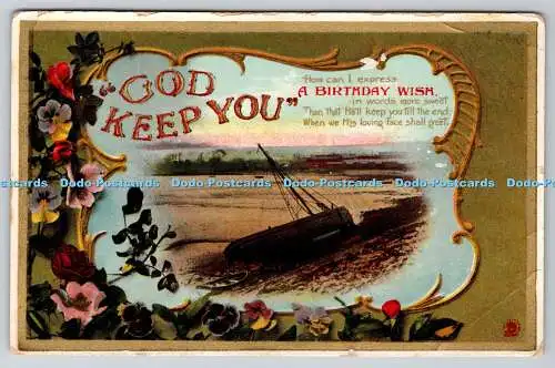 R775059 God Keep You A Birthday Wish River and Boat A and G Taylor Orthochrome S