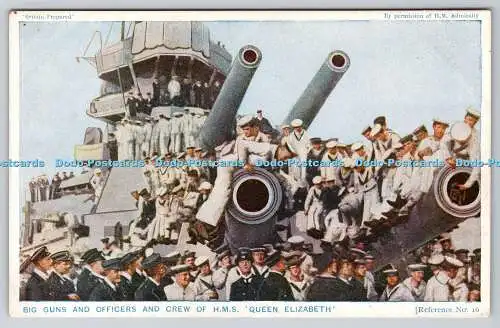 R775065 Big Gun and Officers and Crew of H M S Queen Elizabeth Photochrom Co Ltd