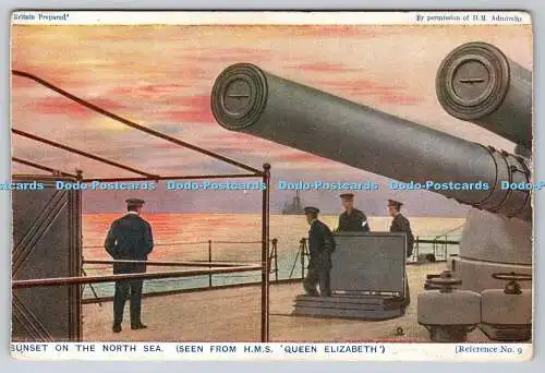 R775070 Sonnenuntergang der Nordsee gesehen von H M S Queen Elizabeth Photochrom Co Lt