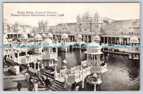 R775108 London Franco British Exhibition Court of Honour Swan Boats Valentines S