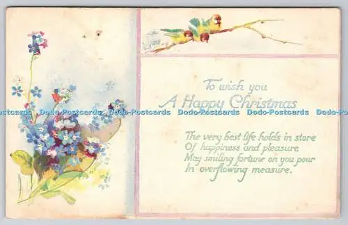 R775251 To Wish You a Happy Christmas Birds Blue Flowers Raphael Tuck and Sons W