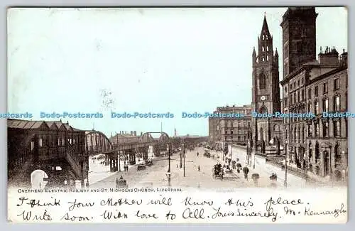 R775431 Liverpool Overhead Electric Railway and St Nicholas Church