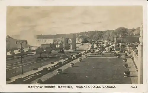 PC28303 Rainbow Bridge Gardens. Niagarafälle. Kanada. F. H. Leslie. RP. 1949