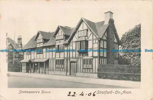 R678179 Stratford auf Avon. Shakespeare House. Schraubenschlüsselserie. Nr. 210. 1906