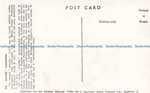 R384935 The Aerolite Locomotive Published for the Railway Museum York by B Matth