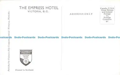 R387497 British Columbia The Empress Hotel Victoria Valentine Edy Company