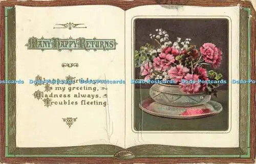 R560754 Viele Happy Returns Blumen in Vase Philco Verlag Serie 2180 A 1909