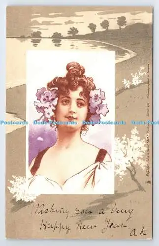 R777191 Frau Blumen im Haar Tuck Art Serie 850 1902
