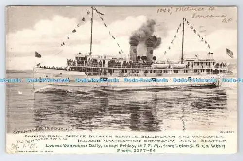 R777974 Dampfschiff Irokesen Kanonenkugeldienst zwischen Seattle Bellingham und Va