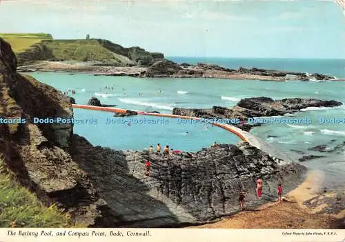 D121091 Cornwall The Bathing Pool and Compass Point Bude John Hinde