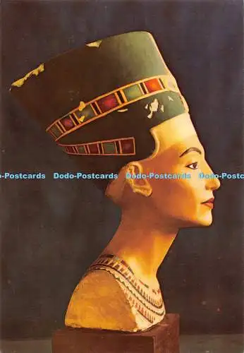 D126010 Bemalte Kalksteinbüste der Königin Nofretete Ägypten