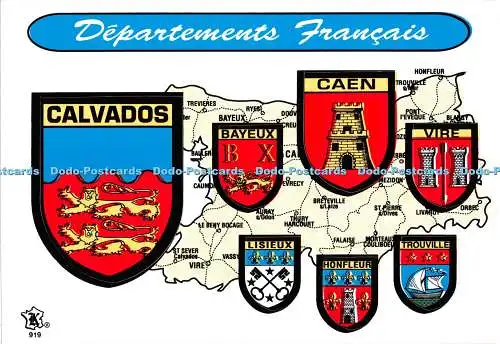 D124485 Departments Francais Calvados J P Fernon A Poster Sous Enveloppe