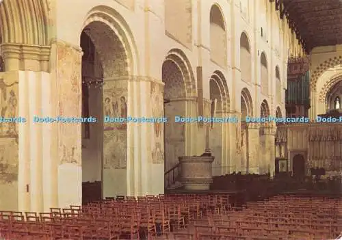 D124540 St Albans Abbey normannische Arkade auf der Nordseite des Kirchenschiffs mit 13. und 1.