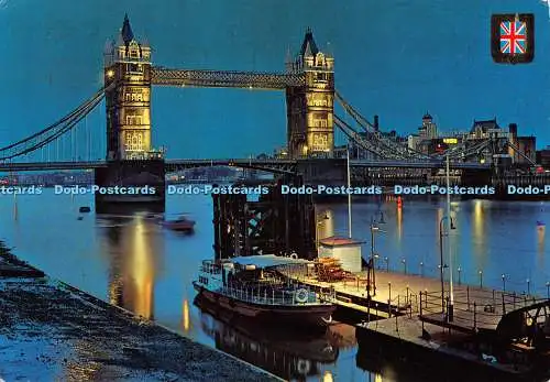 D124560 London Tower Bridge und Themse bei Nacht Escudo De Oro Fisa 1976