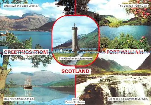 D129448 Grüße aus Fort William Schottland Das Glenfinnan Monument Ben Nevis f