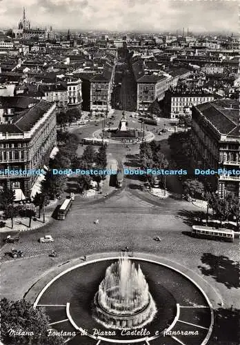 D127521 Milano Fontana di Piazza Castello e Panorama S A F Fotocelere RP