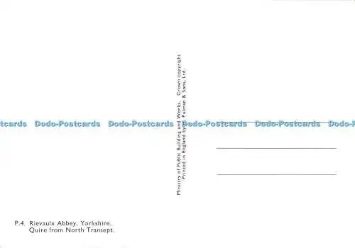 D127540 Yorkshire Rievaulx Abbey Quire für Nordverkehr Ministerium für öffentlichen Bau