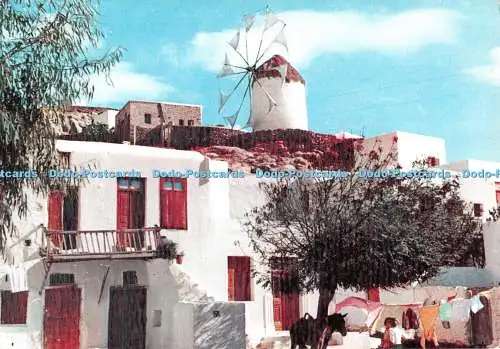 D130439 27 Insel Mykonos Windmühle Cartolina Griechenland in Farben