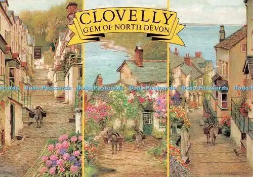 D130736 Clovelly Gem of North Devon Up a Long Rose Cottage Down a Long J Salmon