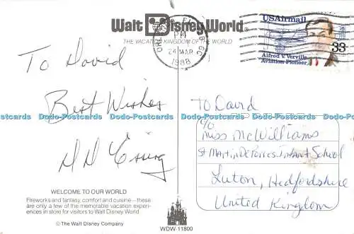 D131726 Walt Disney World Willkommen in unserer World Walt Disney Company 1988 Multi Vi