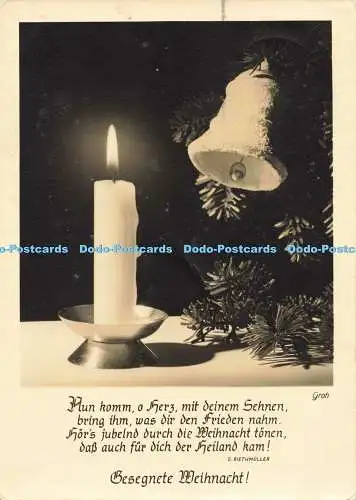 D138351 Kerze und Weihnachtsglocke Groh München Nr 3970 Hausinger