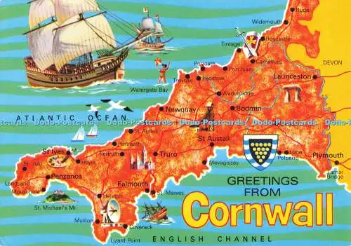 D140786 Grüße aus Cornwall Hinde Karte