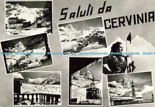 D139296 Saluti da Cervinia 02322 Ed Bazar Plateau Rosa SACAT Rotalfoto Multi Vie