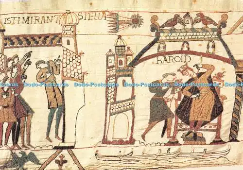 D134296 Tapisserie de Bayeux Harold wird das Aussehen eines Kometen und eines bösen Om erzählt