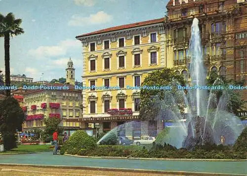 D136950 Lugano Piazza Manzoni und Brunnen Rowesa SA