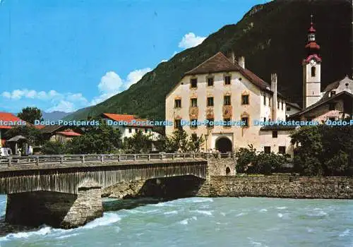 D143085 Pfunds Innbrücke mit Gasthof Zum Turm Tirol Rudolf Mathis